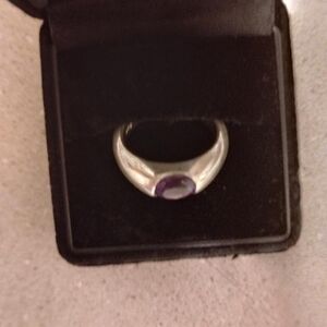 Sterling Silver Amethyst Solitaire Boutique Heavy Ring